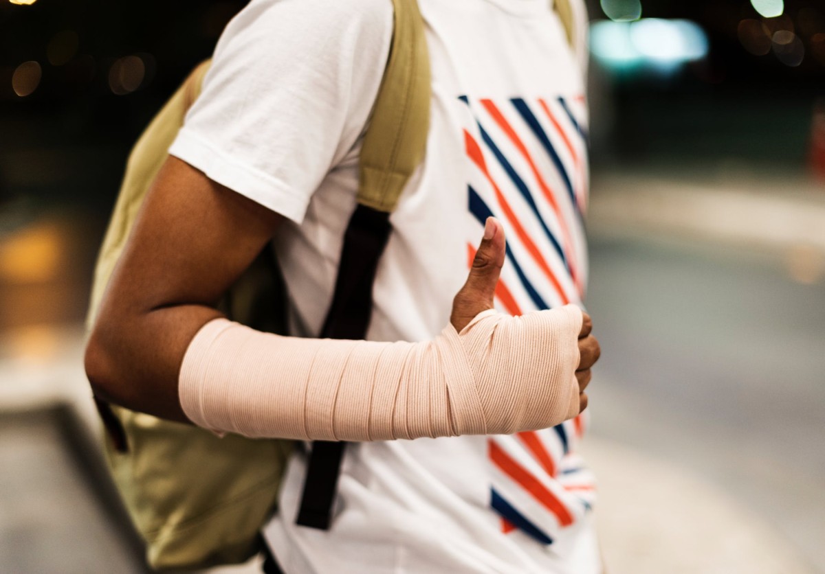 Male with a cast on his arm