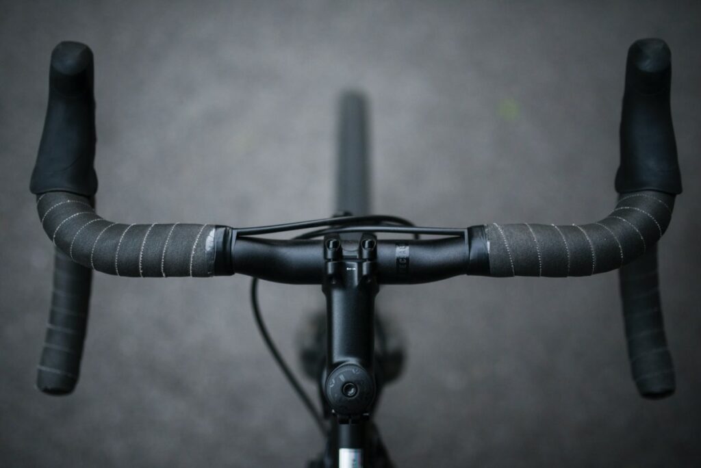 A pair of black handlebars