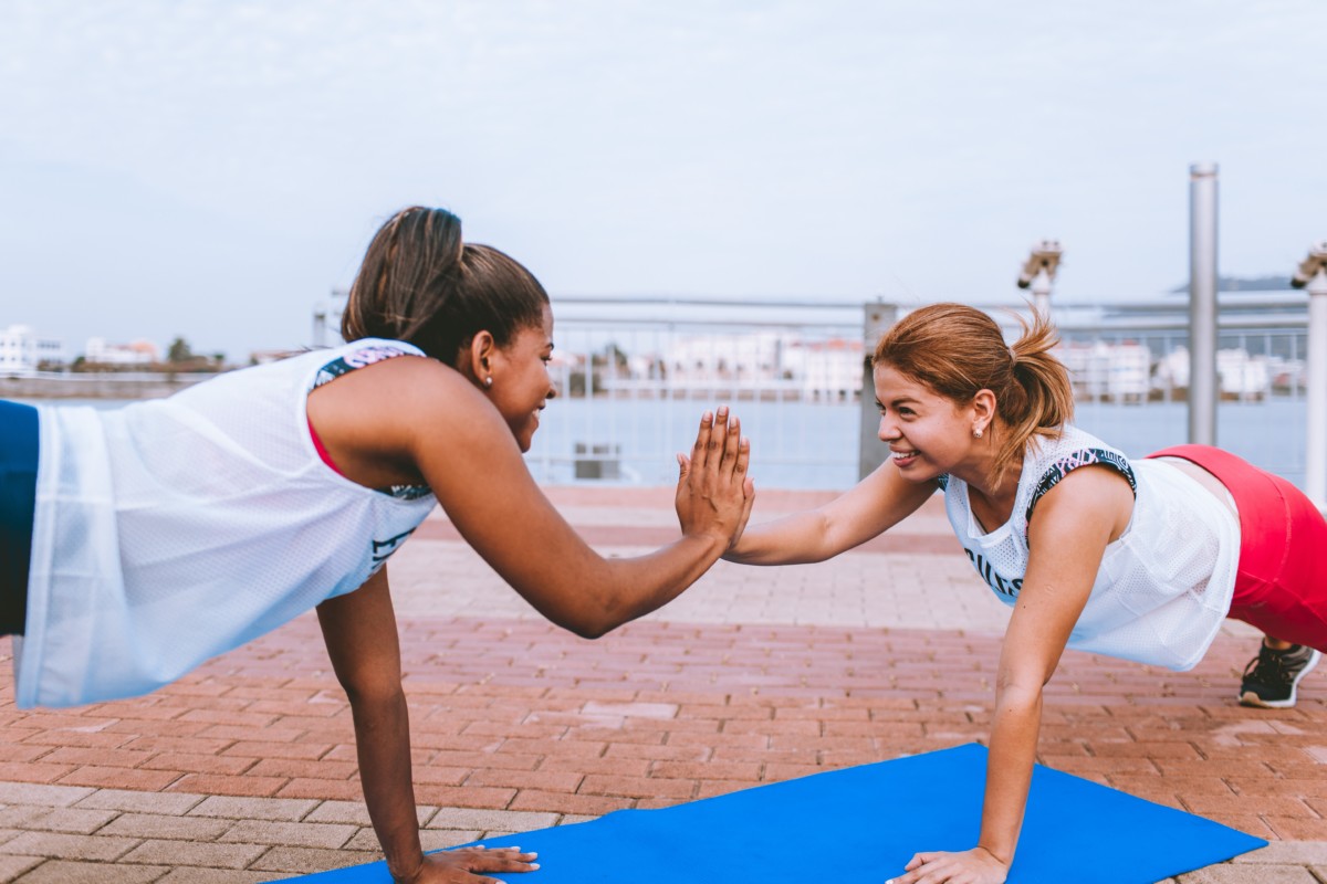 Two women exercising