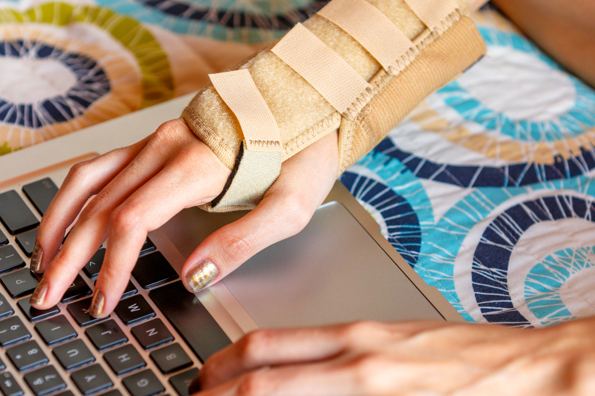 person playing a game on the laptop