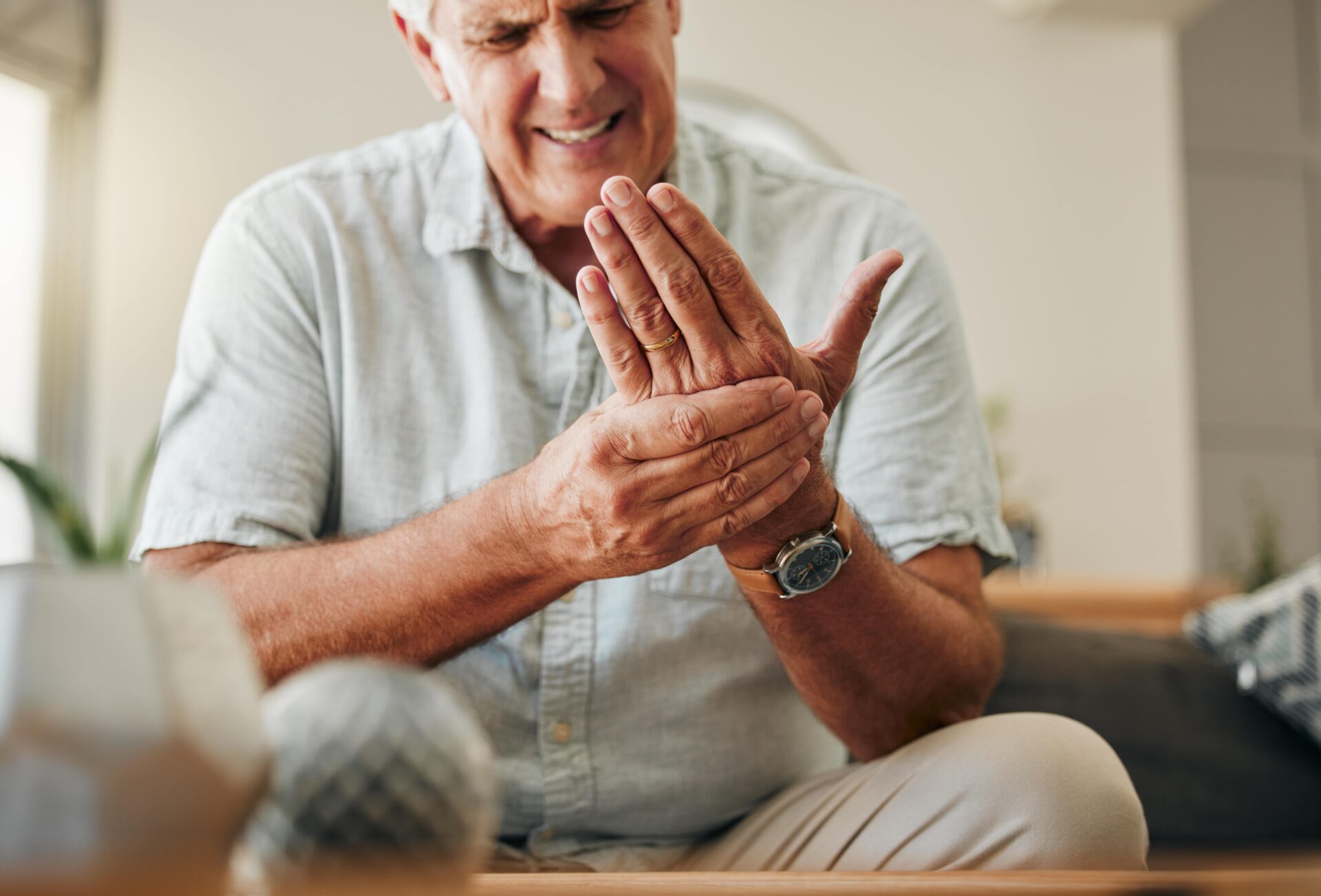 elderly man with a carpal fracture